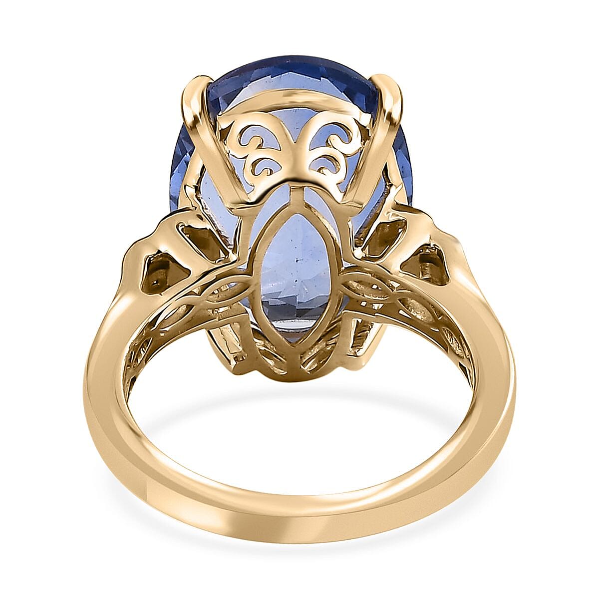 Luxoro 10K Yellow Gold Premium Color Change Fluorite and G-H I3 Diamond Ring (Size 9.0) 10.85 ctw image number 4