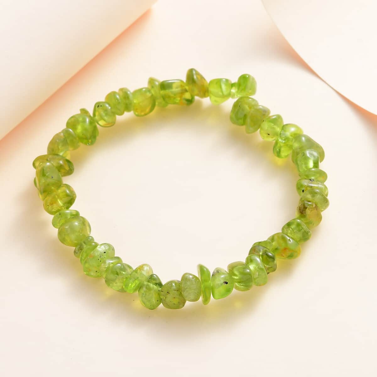 Peridot Chips Stretch Bracelet 120.00 ctw image number 1