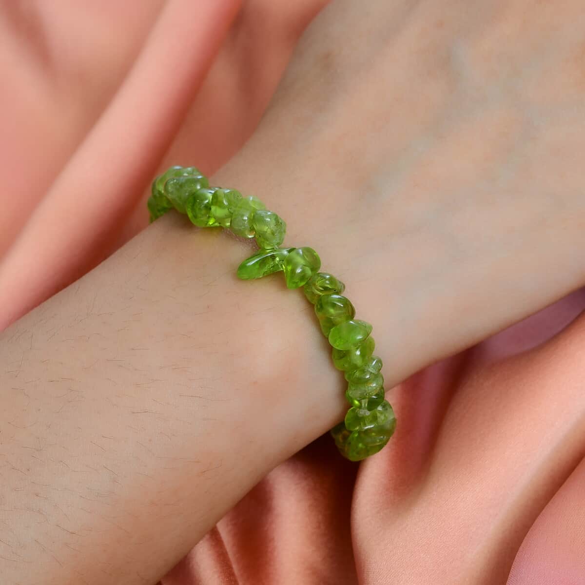 Peridot Chips Stretch Bracelet 120.00 ctw image number 2