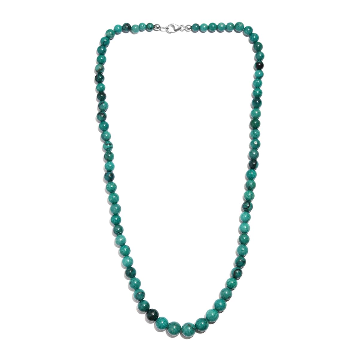 Chrysocolla Beaded Necklace 20 Inches in Sterling Silver 175.00 ctw image number 3