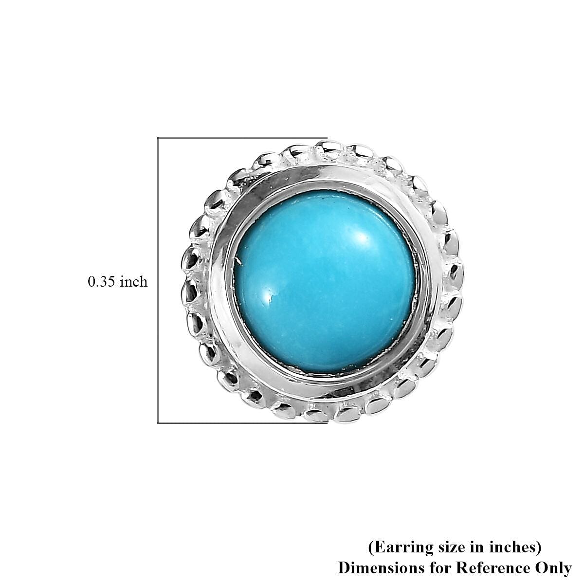 Sleeping Beauty Turquoise Solitaire Stud Earrings in Sterling Silver 1.00 ctw image number 4
