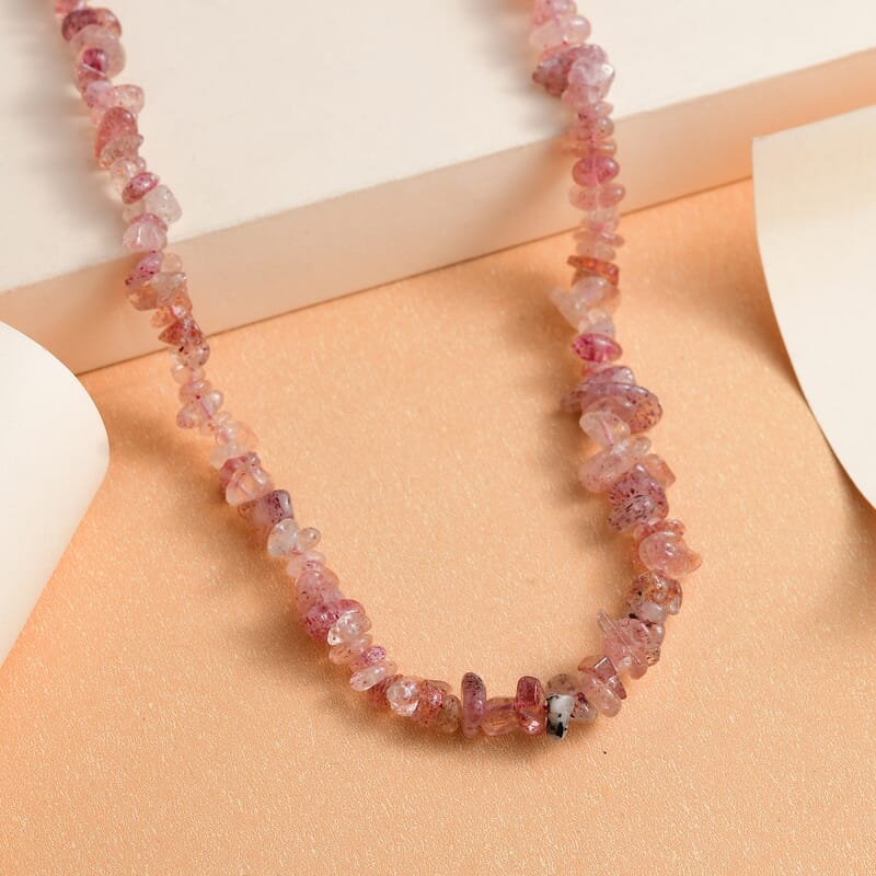 Tanzanian Natronite 143.50 ctw Chips Necklace 20 Inches in Sterling Silver