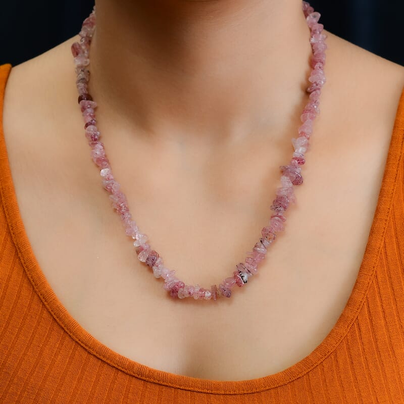 Tanzanian Natronite 143.50 ctw Chips Necklace 20 Inches in Sterling Silver