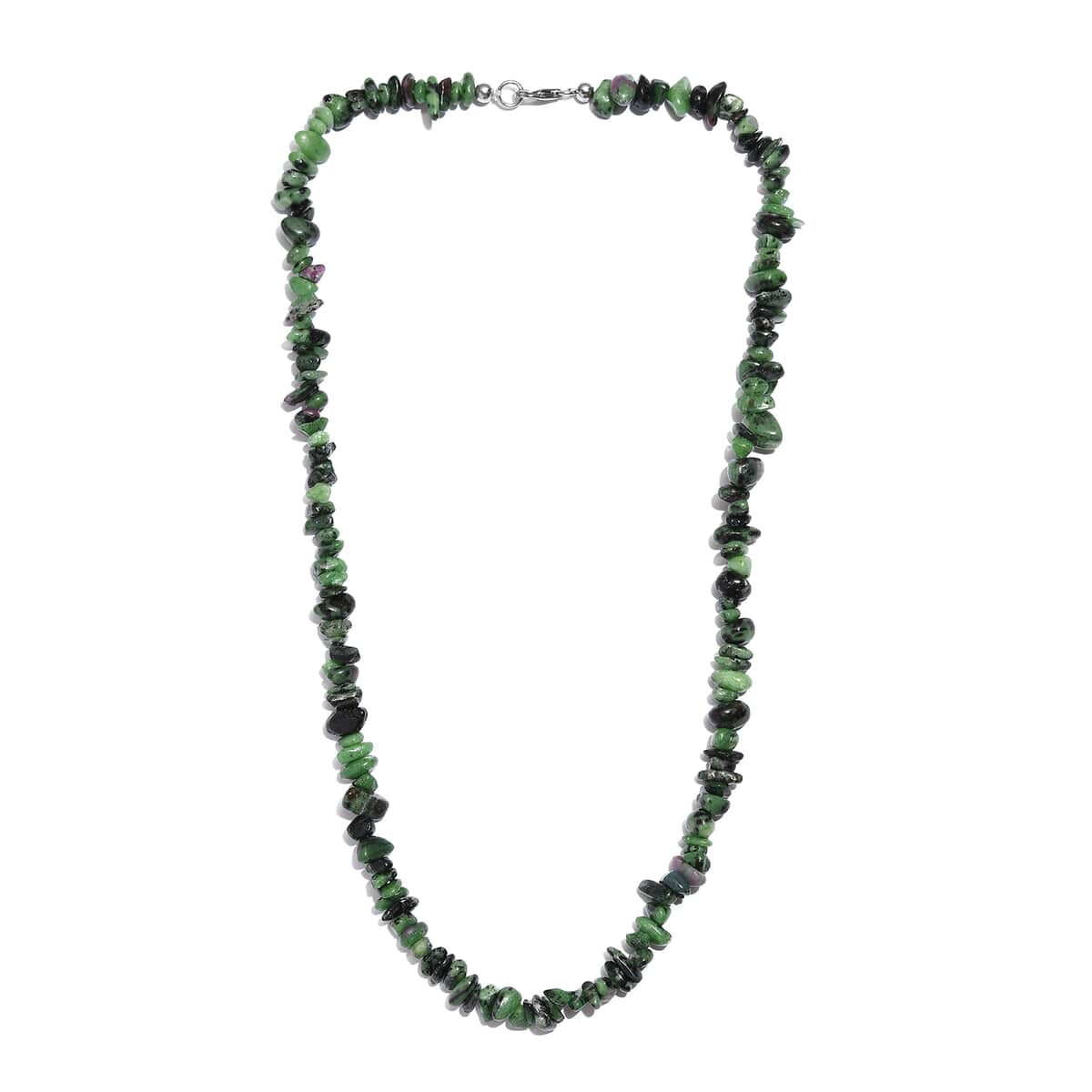 Ruby Zoisite Chips Necklace 20 Inches in Sterling Silver 217.75 ctw image number 3