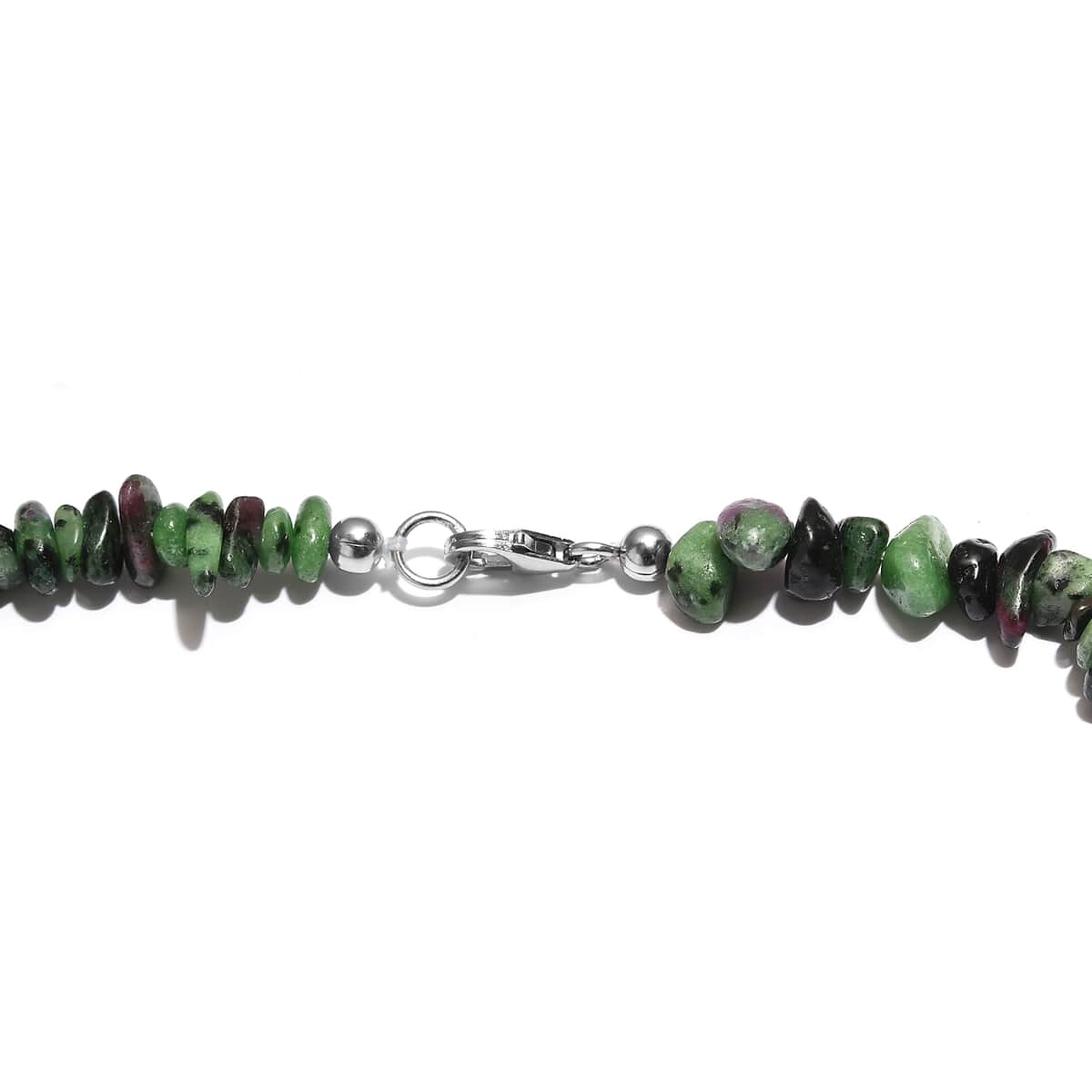 Ruby Zoisite Chips Necklace 20 Inches in Sterling Silver 217.75 ctw image number 4