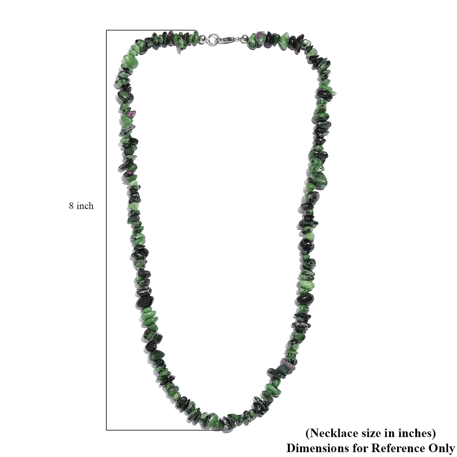 Ruby Zoisite Chips Necklace 20 Inches in Sterling Silver 217.75 ctw