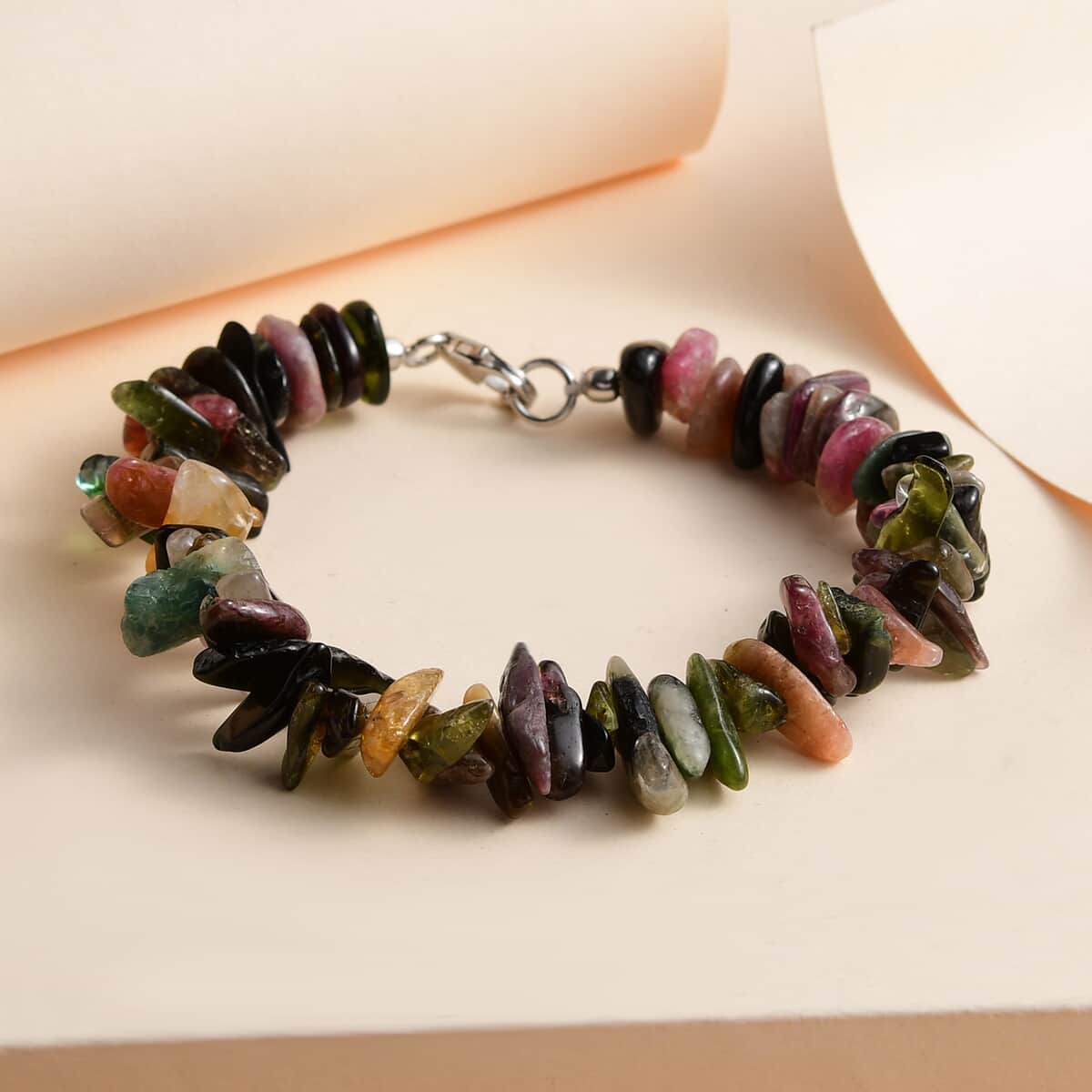 Multi-Tourmaline Chips Bracelet in Sterling Silver (7.25 In) 120.25 ctw image number 1