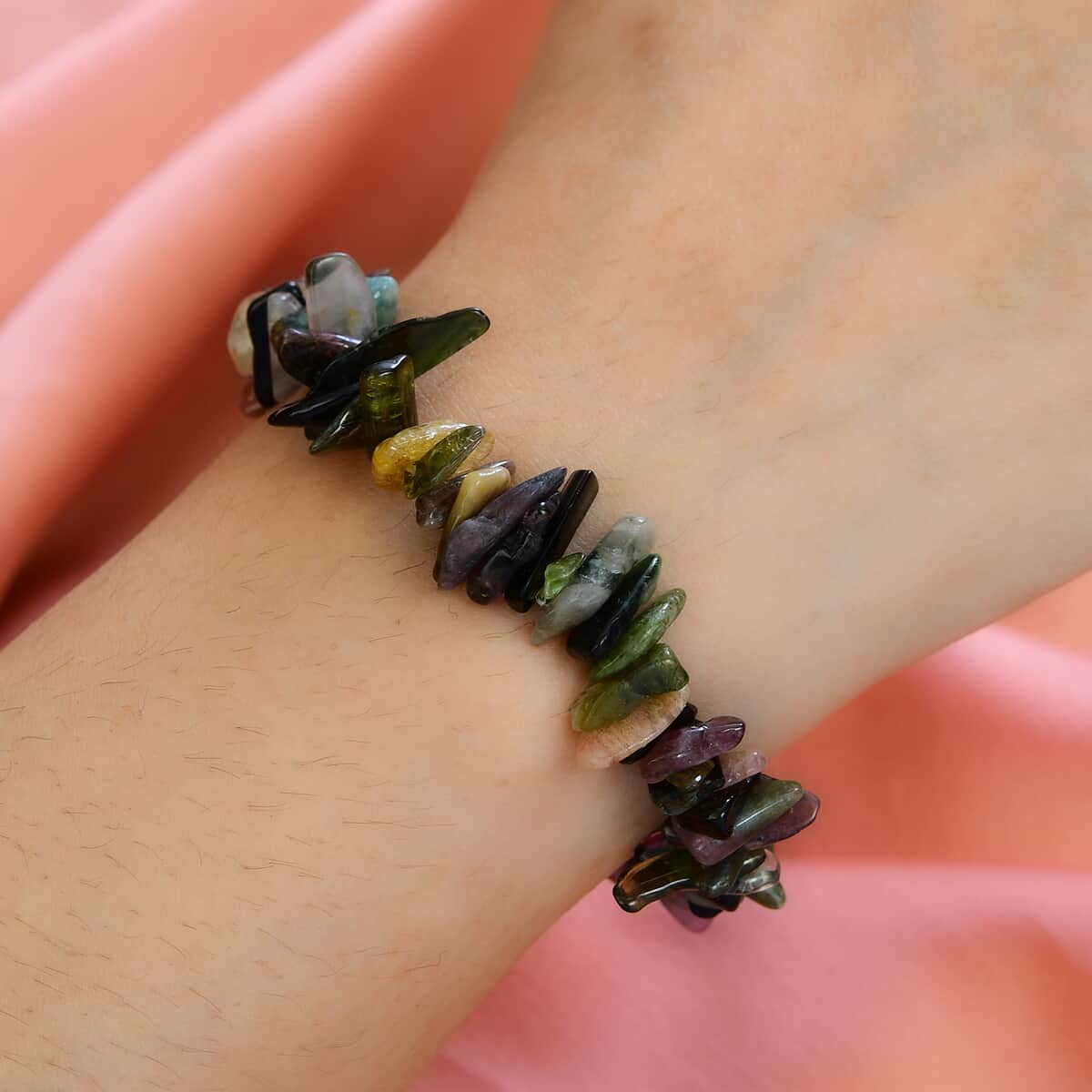 Multi-Tourmaline Chips Bracelet in Sterling Silver (7.25 In) 120.25 ctw image number 2