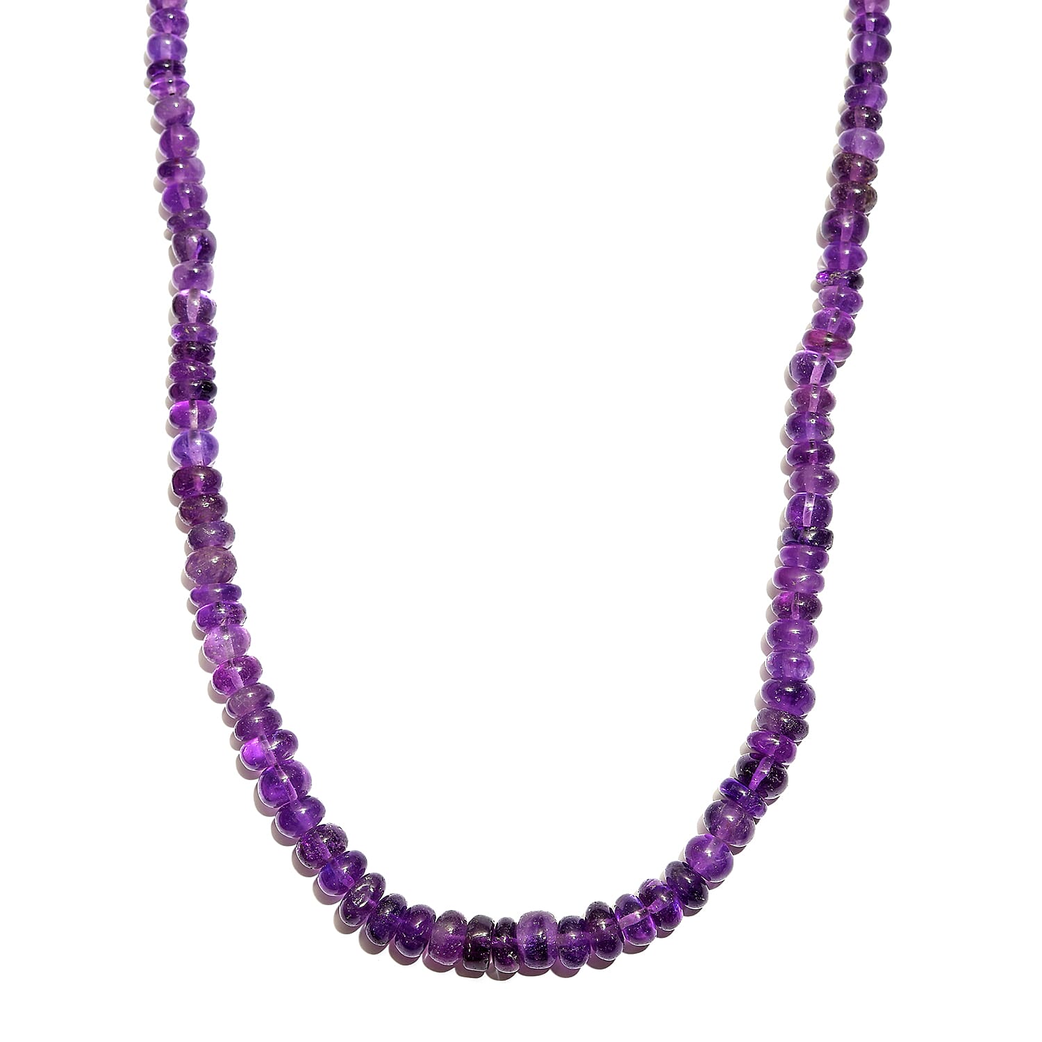 Amethyst Beaded Necklace 18 Inches in Sterling Silver 144.00 ctw