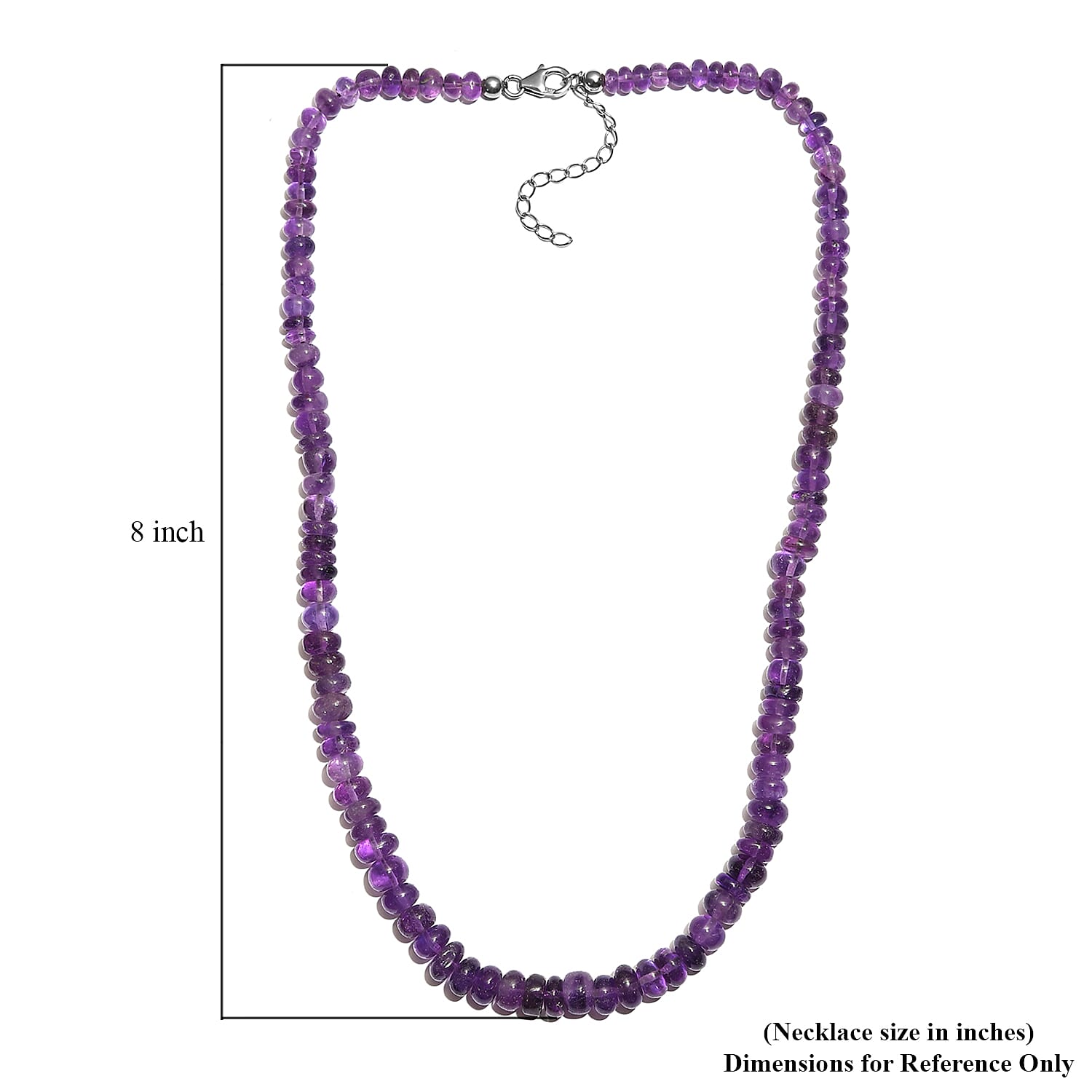 Amethyst Beaded Necklace 18 Inches in Sterling Silver 144.00 ctw