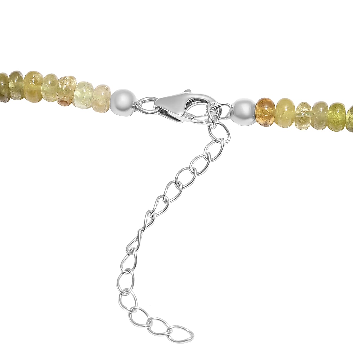 Grossular Garnet Beaded Necklace 18 Inches in Sterling Silver 170.00 ctw image number 4