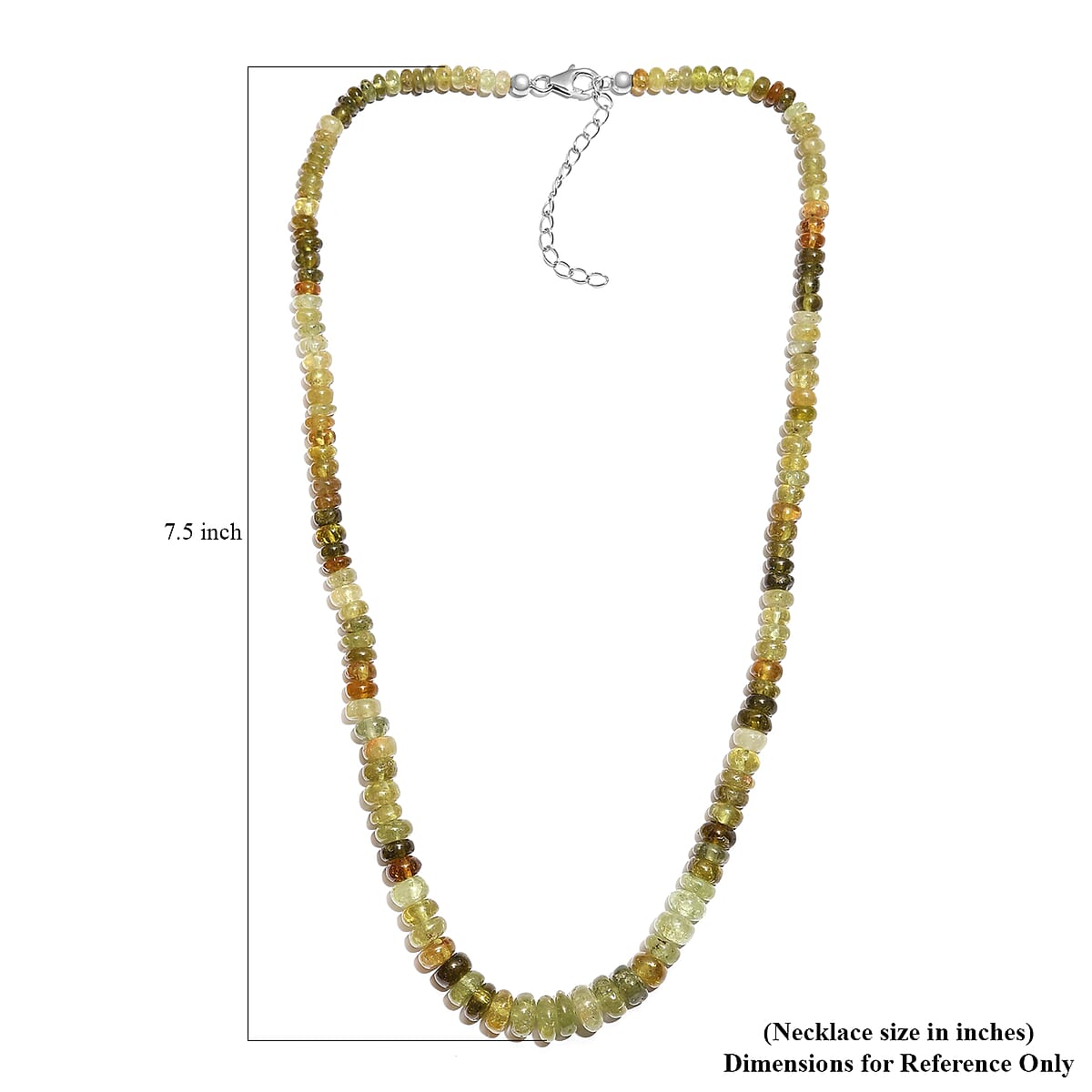 Grossular Garnet Beaded Necklace 18 Inches in Sterling Silver 170.00 ctw image number 5