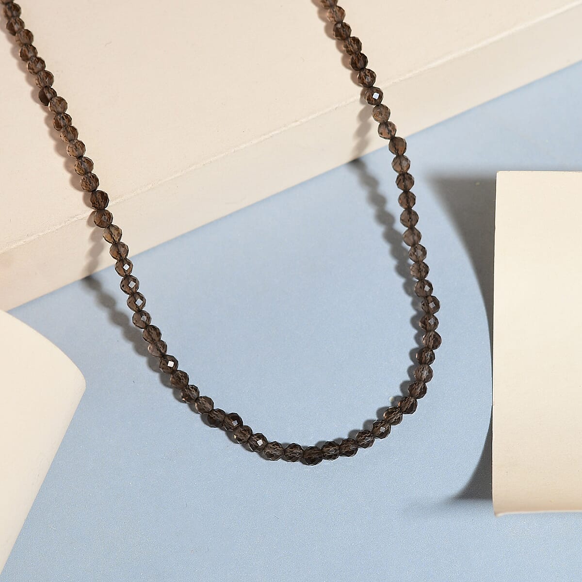 Brazilian Smoky Quartz Beaded Necklace 18 Inches in Sterling Silver 26.15 ctw image number 1