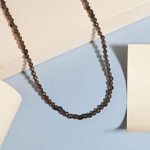 Brazilian Smoky Quartz Beaded Necklace 18 Inches in Sterling Silver 26.15 ctw