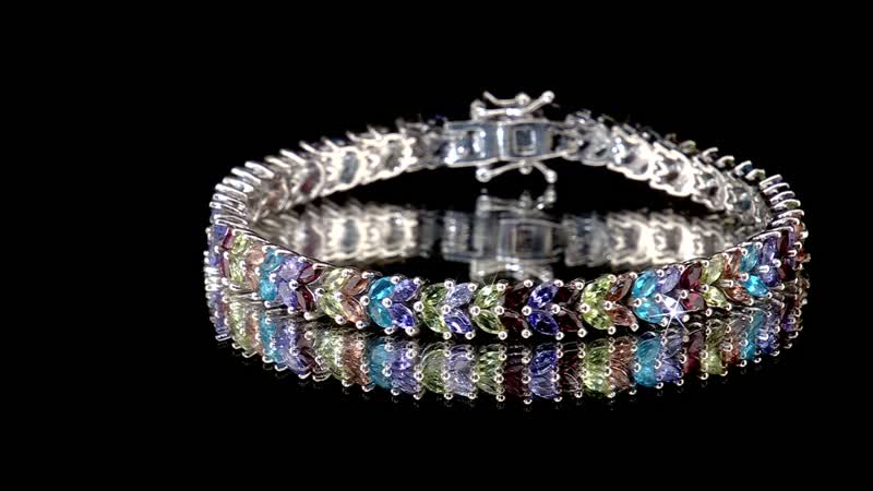 Multi Gemstone 2 Row Bracelet in Platinum Over Sterling Silver (6.50 In) 10.35 ctw