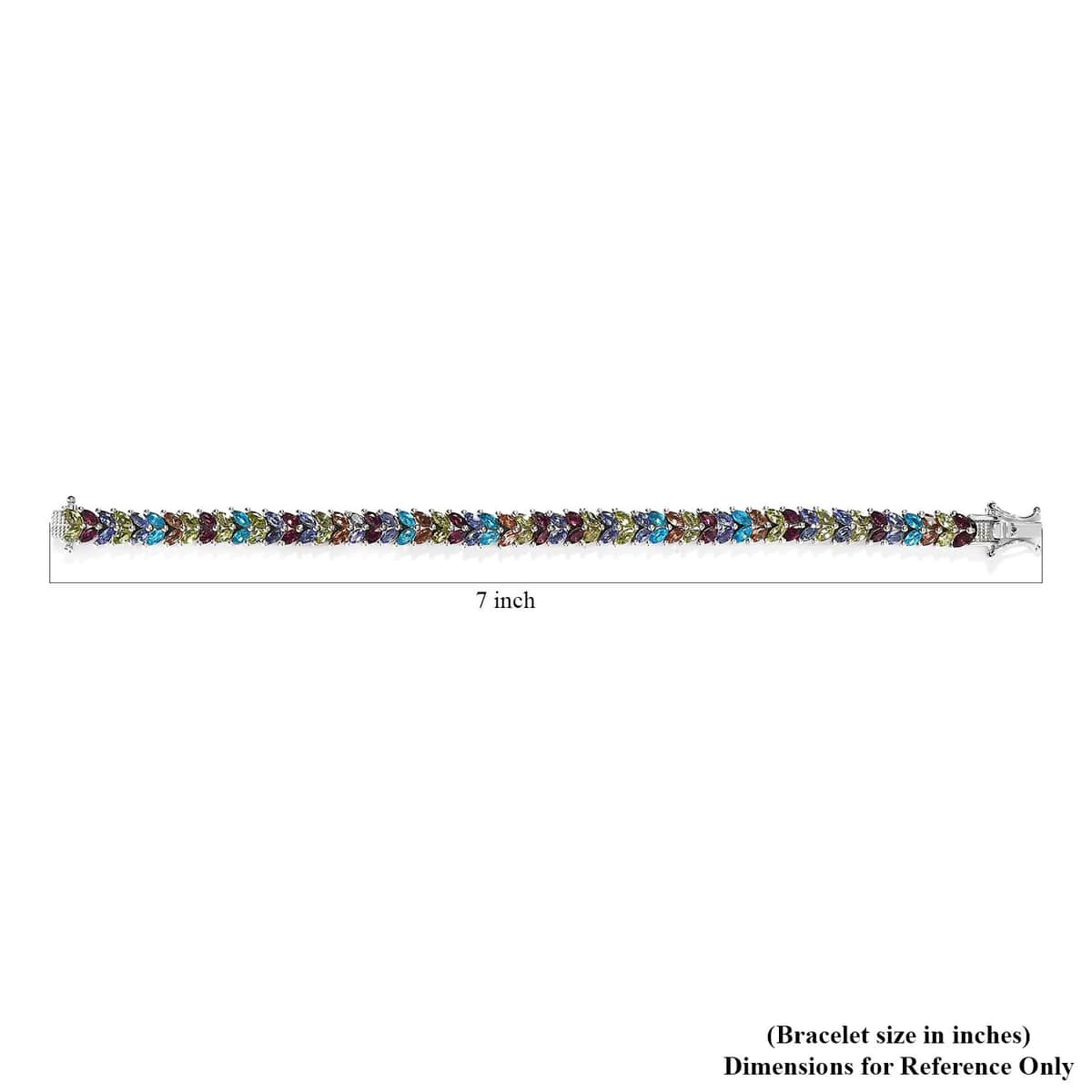 Multi Gemstone 2 Row Bracelet in Platinum Over Sterling Silver (6.50 In) 10.35 ctw image number 4