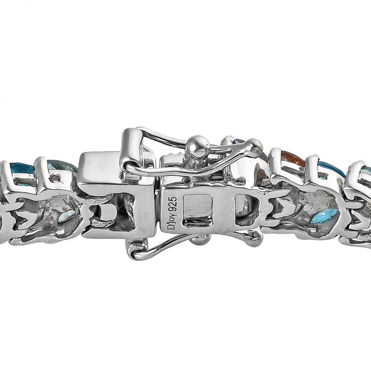 Multi Gemstone 2 Row Bracelet in Platinum Over Sterling Silver (7.25 In) 11.60 ctw image number 3