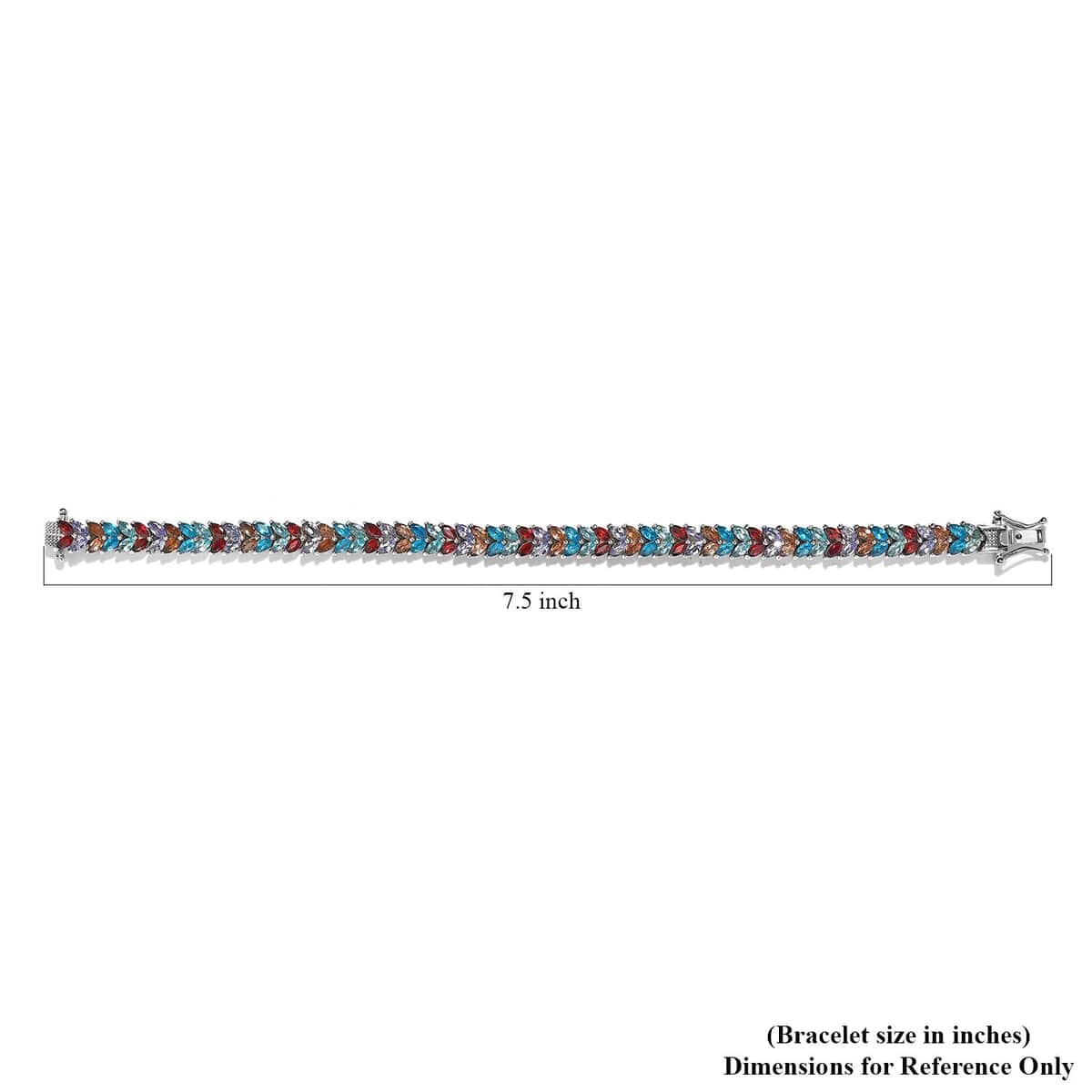 Multi Gemstone 2 Row Bracelet in Platinum Over Sterling Silver (7.25 In) 11.60 ctw image number 4