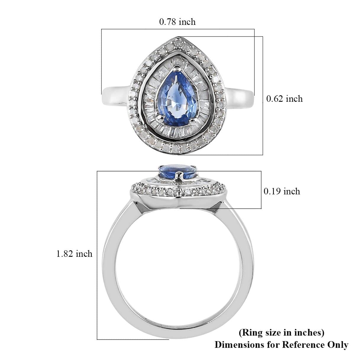 Premium Ceylon Blue Sapphire and Diamond Double Halo Ring in Platinum Over Sterling Silver (Size 10.0) 1.25 ctw image number 5