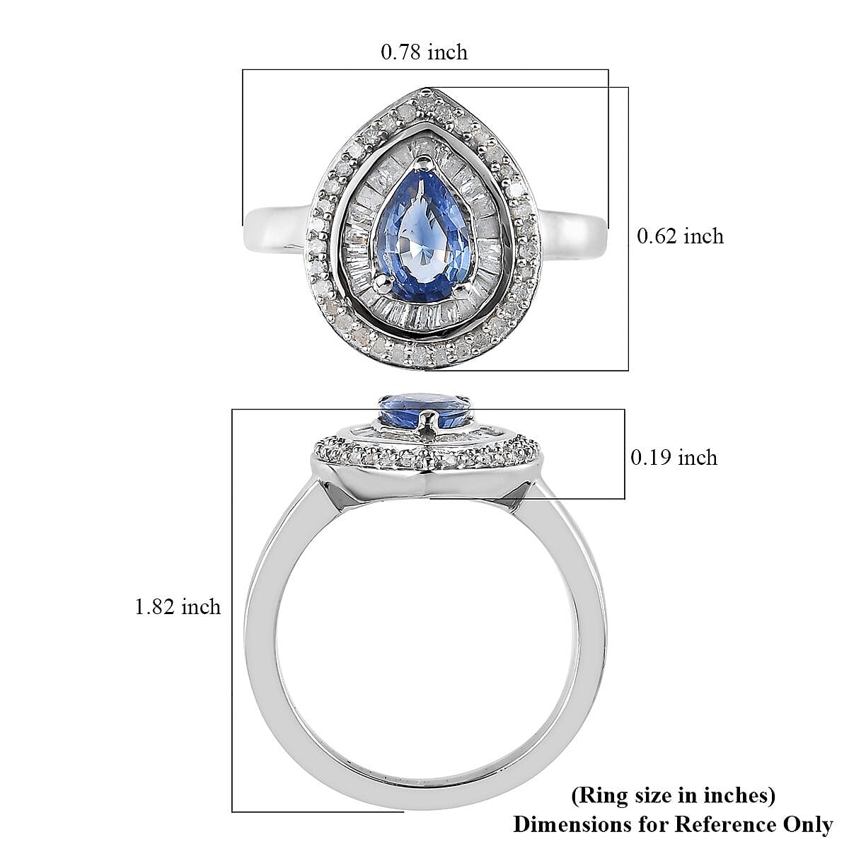D'Joy Premium Ceylon Blue Sapphire and Diamond 1.25 ctw Double Halo Ring in Platinum Over Sterling Silver (Size 7.0) image number 5