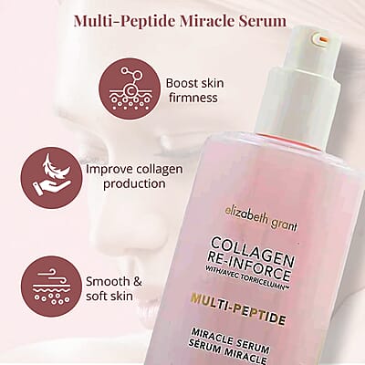 Elizabeth Grant Collagen Re-Inforce Multi-Peptide Miracle Serum 3.2 Fl Oz, Face Serum For All Skin Type