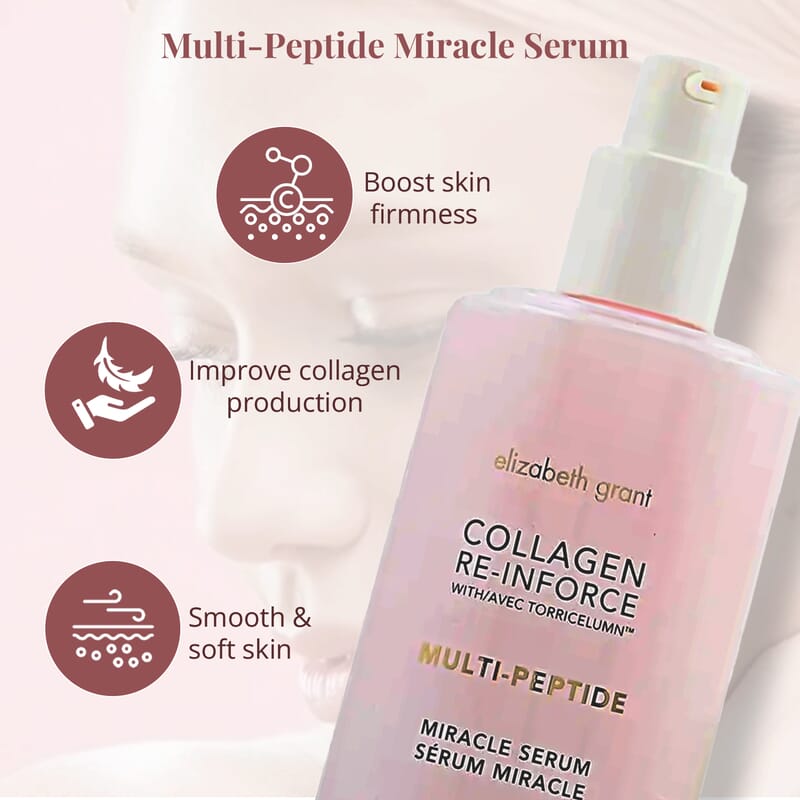 Elizabeth Grant Collagen Re-Inforce Multi-Peptide Miracle Serum 3.2 Fl Oz, Face Serum For All Skin Type
