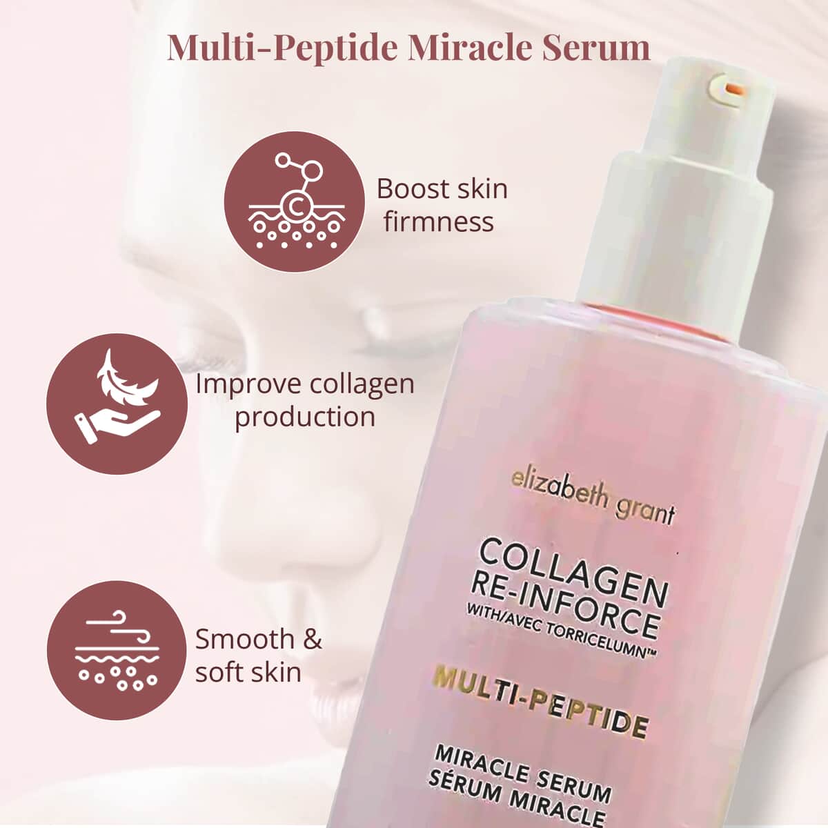 Elizabeth Grant Collagen Re-Inforce Multi-Peptide Miracle Serum 3.2 Fl Oz, Face Serum For All Skin Type image number 3
