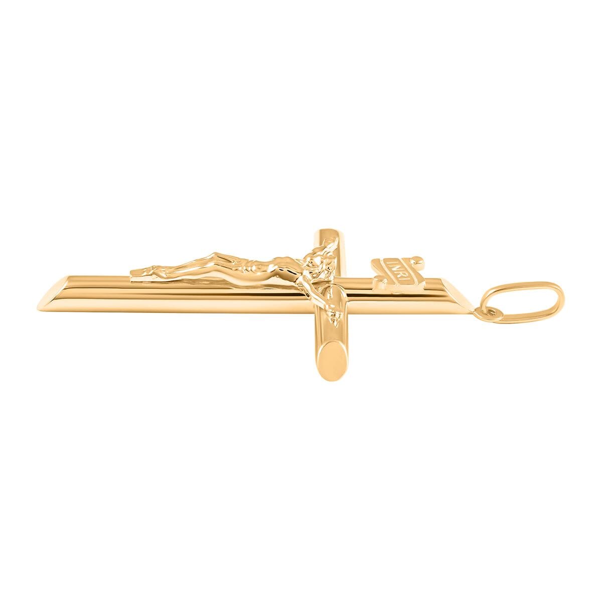 50mm Crucifix Tube Pendant without Chain in 14K Yellow Gold 3.70 Grams image number 3