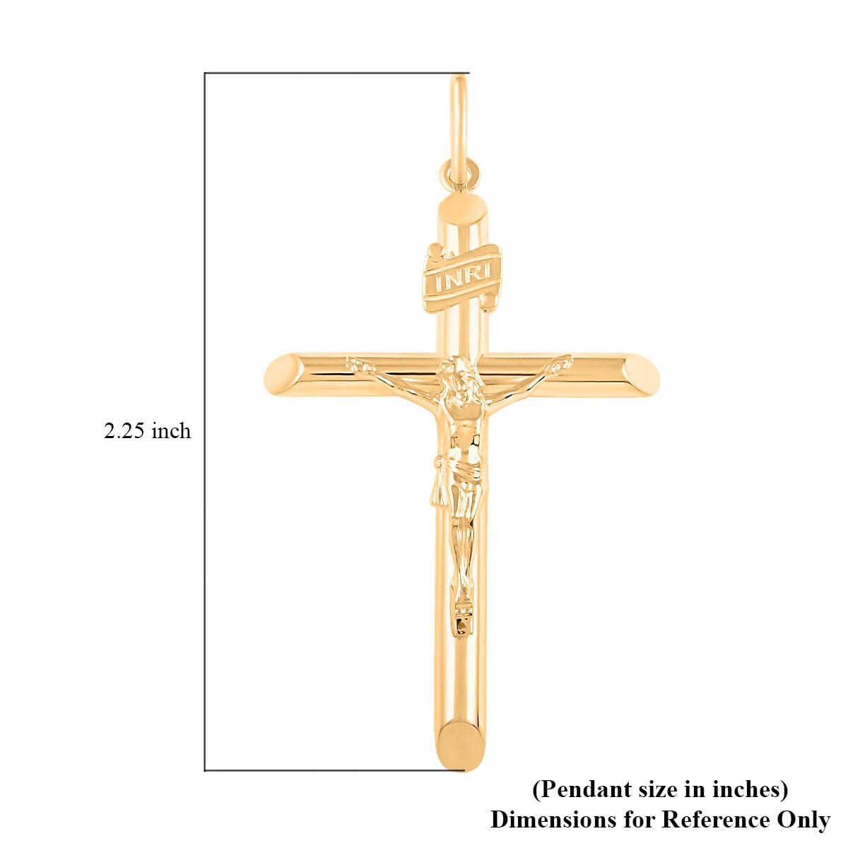 50mm Crucifix Tube Pendant without Chain in 14K Yellow Gold 3.70 Grams image number 4