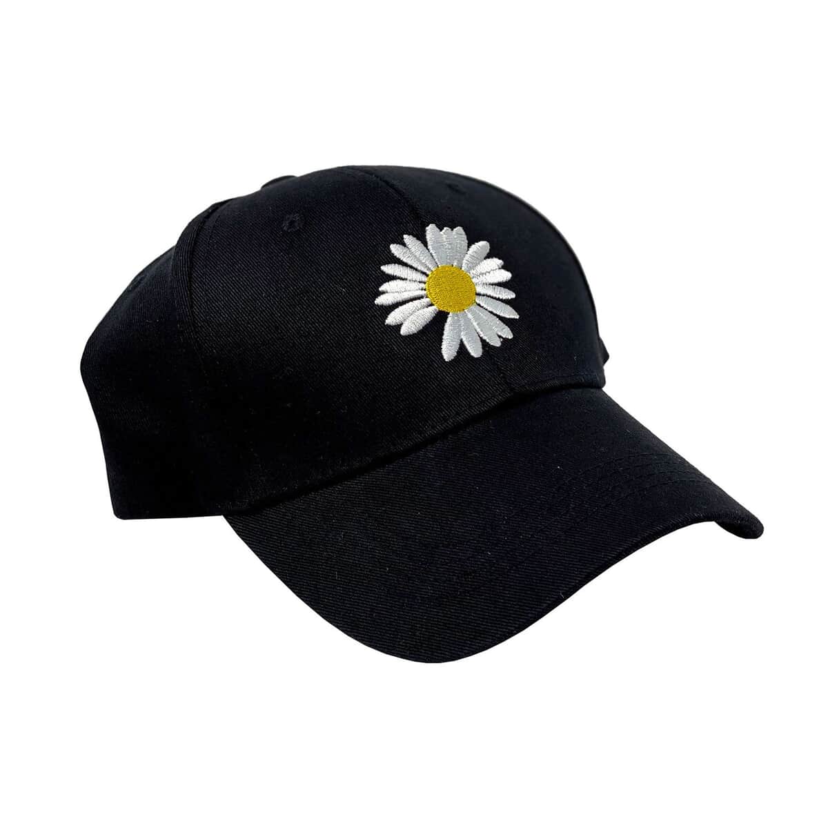 Flower Embroidered Baseball Cap - White/Yellow Flower image number 0