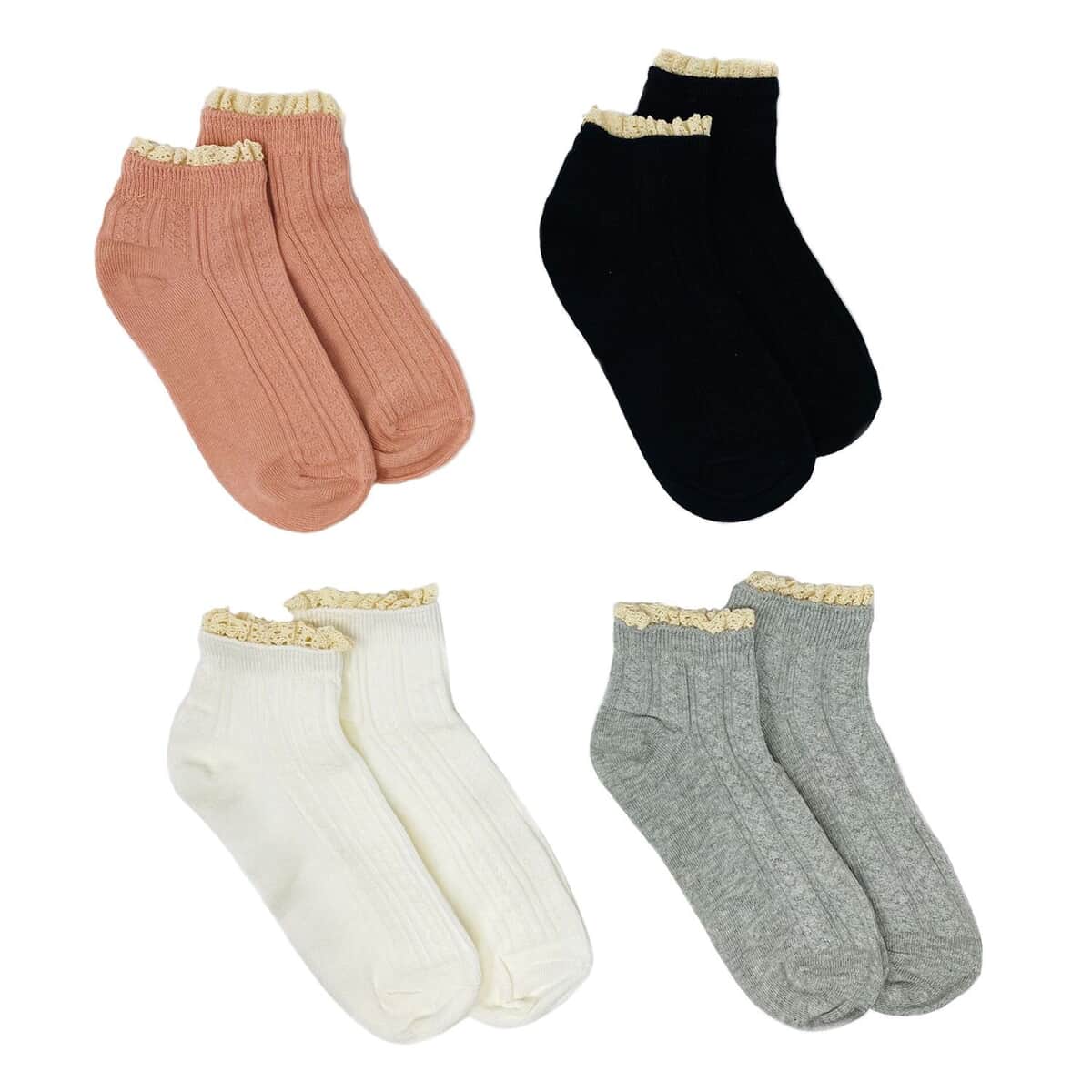 Ankle Sock Set of 4- Classic - White, Black, Heather Gray and Chic Blush image number 0
