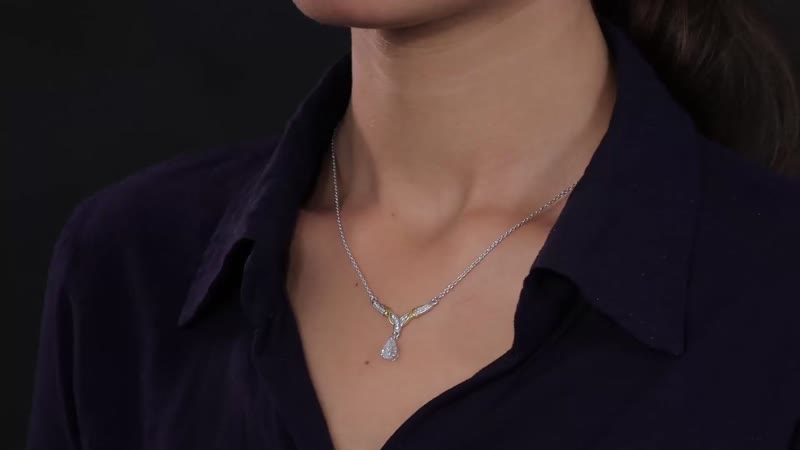 Moissanite Necklace 18 Inches in Vermeil YG and Platinum Over Sterling Silver 1.25 ctw