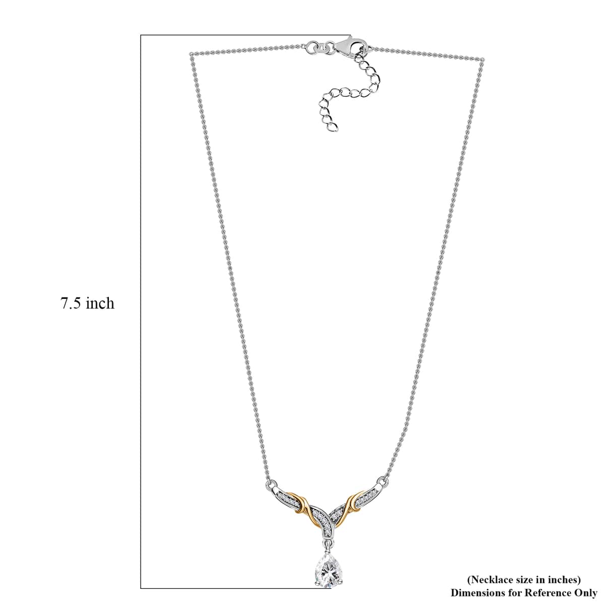 Moissanite Necklace 18 Inches in Vermeil YG and Platinum Over Sterling Silver 1.25 ctw image number 5