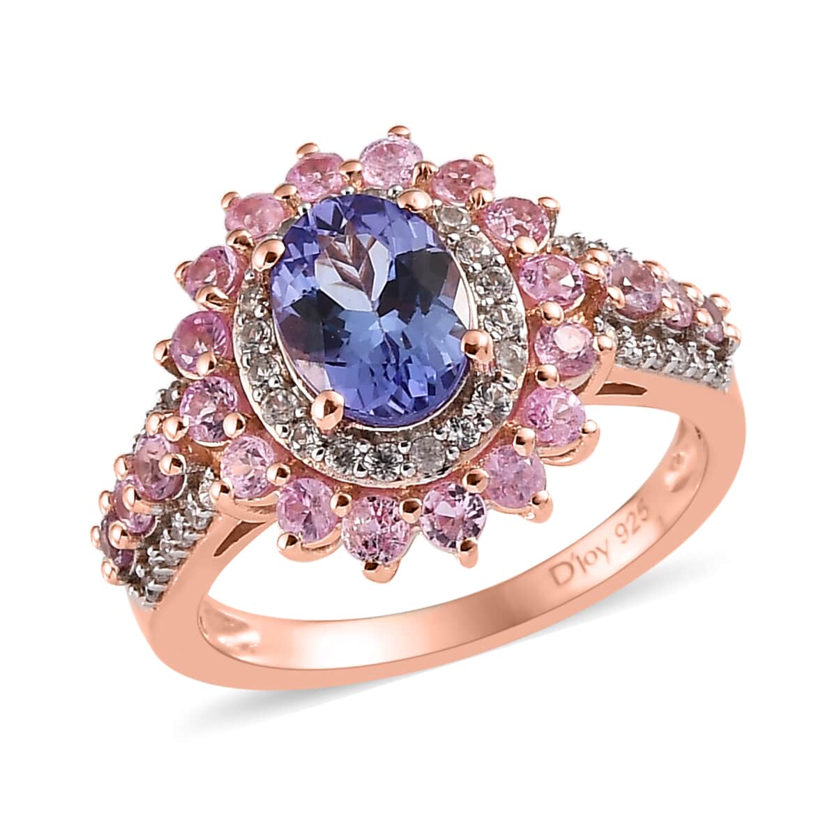 Tanzanite, Multi Gemstone Floral Ring in Vermeil RG Over Sterling Silver (Size 10.0) 3.00 ctw image number 0