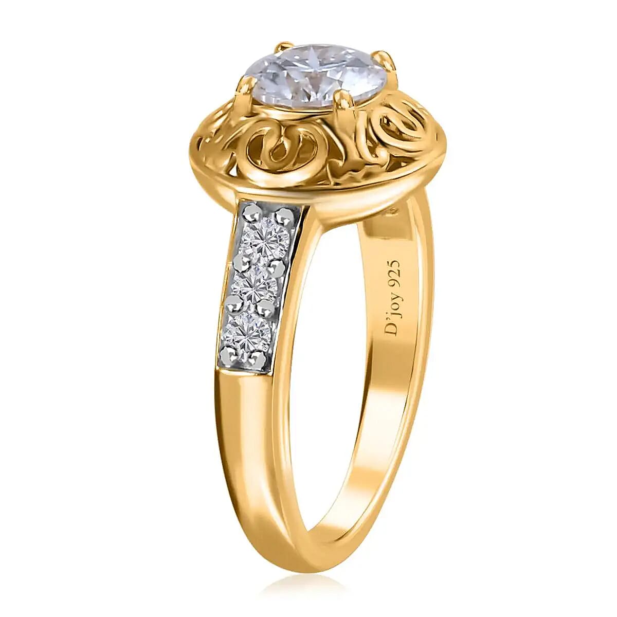 Moissanite Ring in Vermeil Yellow Gold Over Sterling Silver 0.85 ctw image number 4