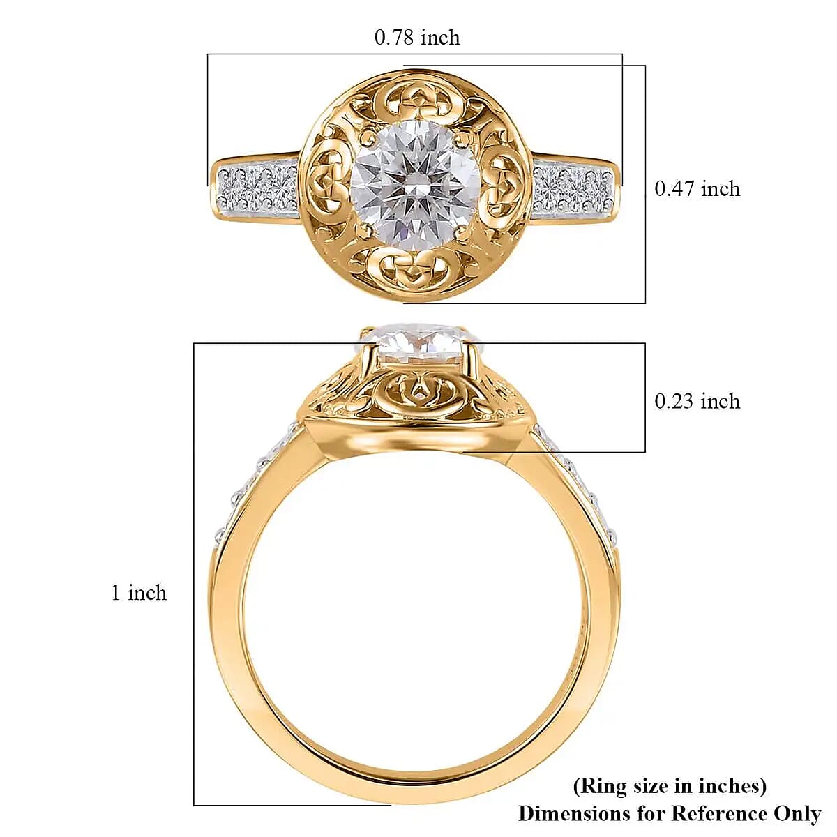 Moissanite Ring in Vermeil Yellow Gold Over Sterling Silver 0.85 ctw image number 6