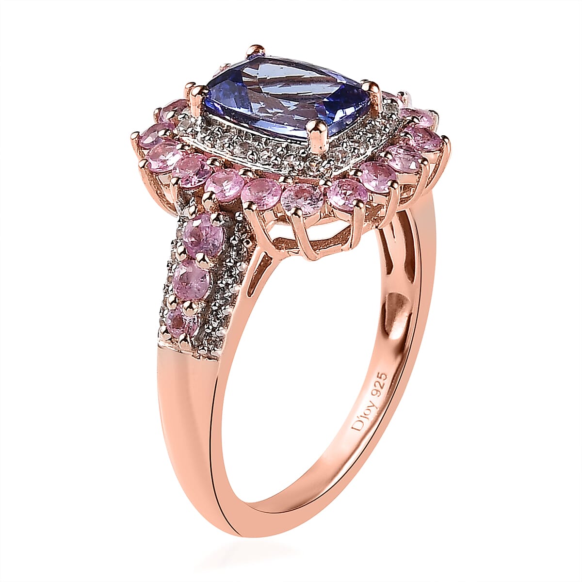 Tanzanite and Multi Gemstone Floral Ring in Vermeil Rose Gold Over Sterling Silver (Size 7.0) 2.75 ctw image number 3
