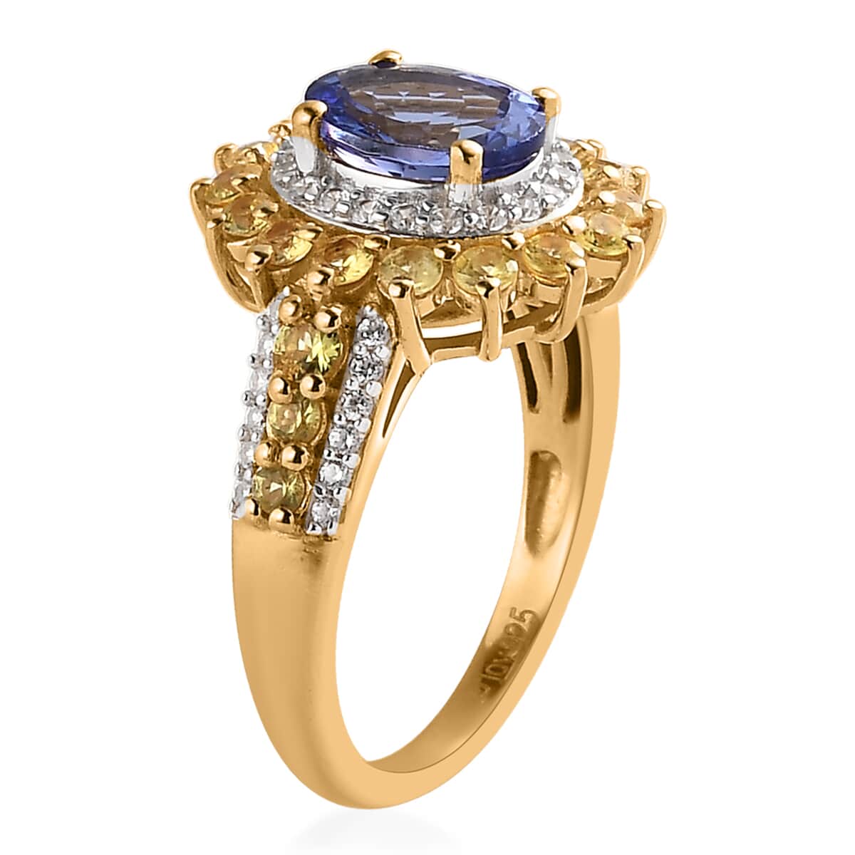 Tanzanite, Multi Gemstone Floral Ring in Vermeil YG Over Sterling Silver (Size 10.0) 2.85 ctw image number 3