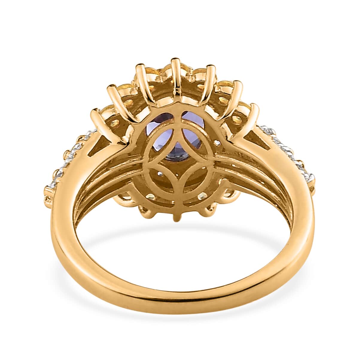 Tanzanite, Multi Gemstone Floral Ring in Vermeil YG Over Sterling Silver (Size 10.0) 2.85 ctw image number 4