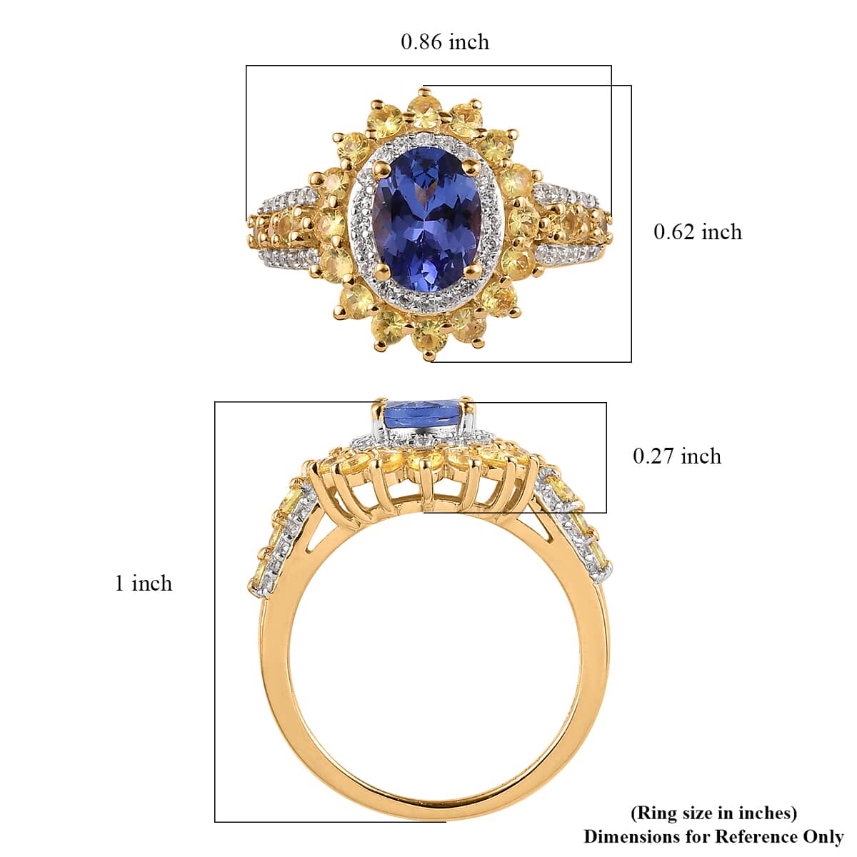 Tanzanite, Multi Gemstone Floral Ring in Vermeil YG Over Sterling Silver (Size 10.0) 2.85 ctw image number 5