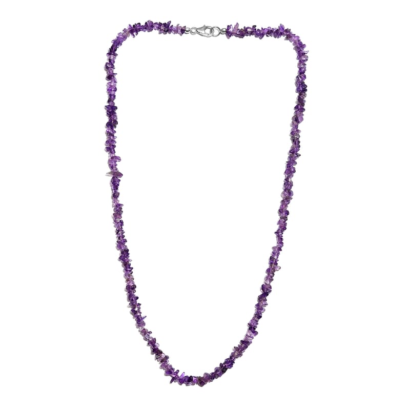 Amethyst Chips Necklace (20 Inches) in Sterling Silver 90.00 ctw