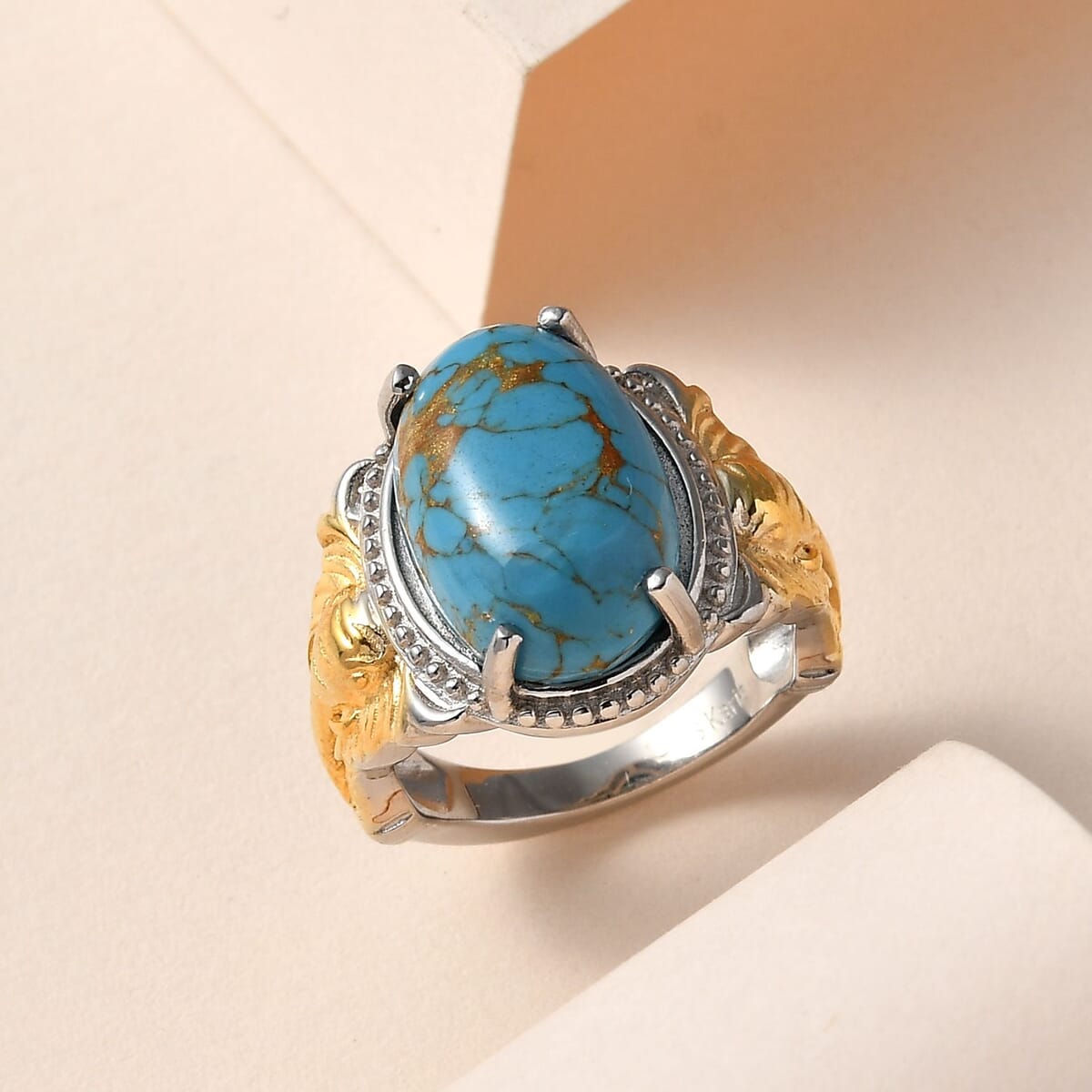 Karis Mojave Blue Turquoise Ring in 18K YG Plated and Platinum Bond (Size 10.0) 5.75 ctw image number 1