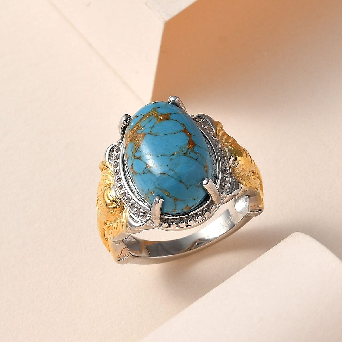 Karis Mojave Blue Turquoise Ring in 18K YG Plated and Platinum Bond (Size 11.0) 5.75 ctw image number 1
