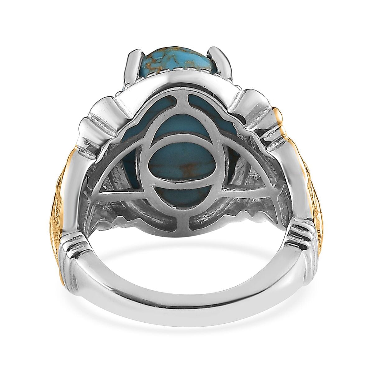 Karis Mojave Blue Turquoise Ring in 18K YG Plated and Platinum Bond (Size 11.0) 5.75 ctw image number 4