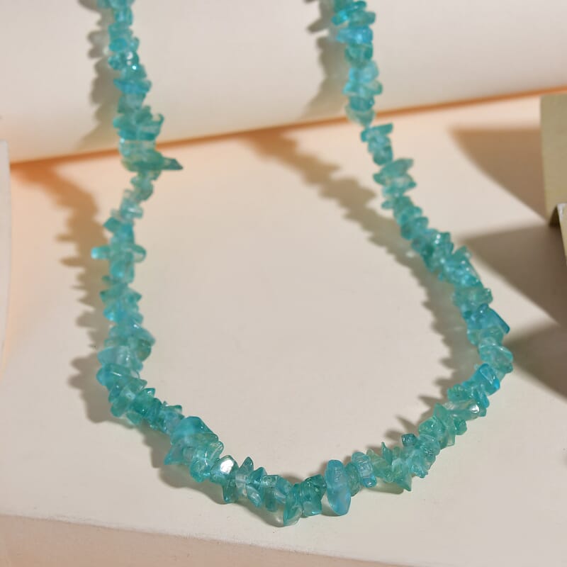 Apatite Chips Necklace 20 Inches in Sterling Silver 116.10 ctw