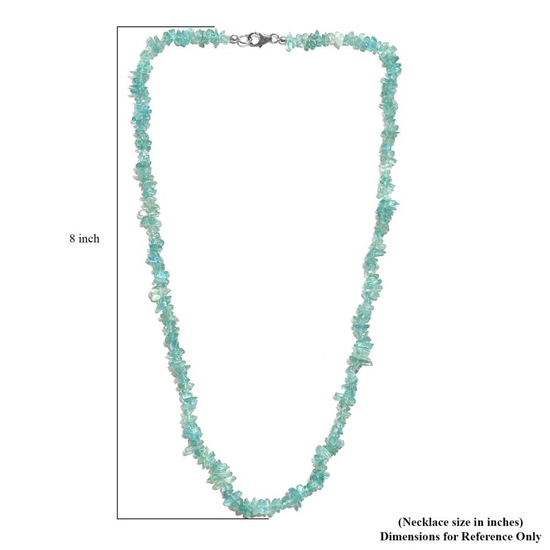 Apatite Chips Necklace 20 Inches in Sterling Silver 116.10 ctw