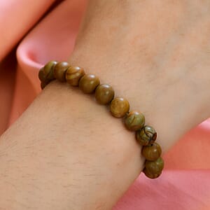 Zebra Jasper 50.00 ctw Beaded Bolo Bracelet in Sterling Silver