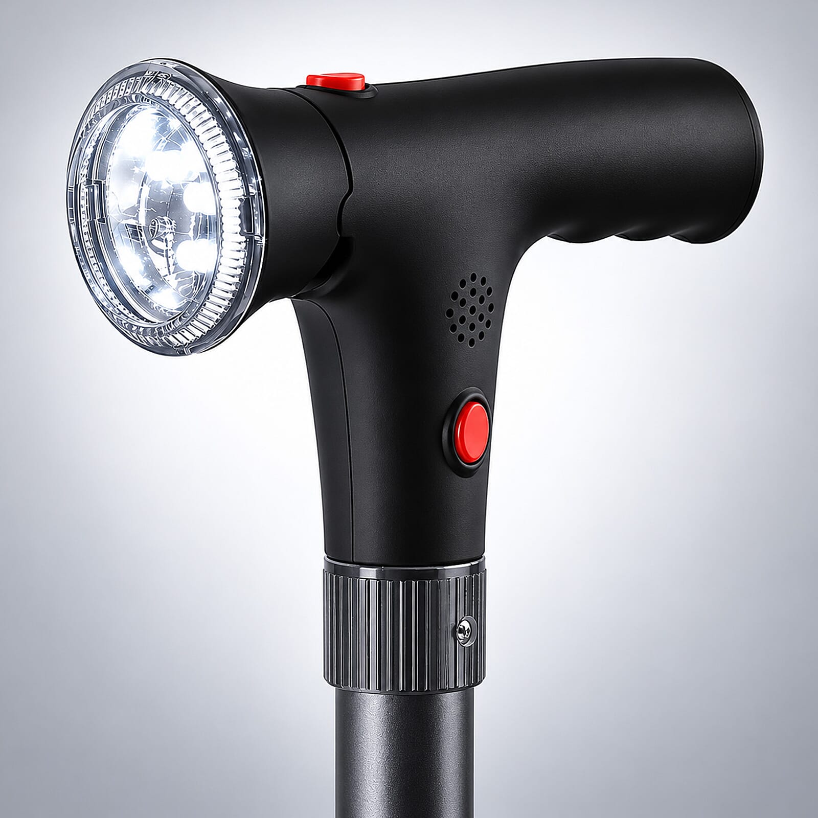 Livmore Black 2 Handles Foldable Smart Easy Up Cane with LED Light