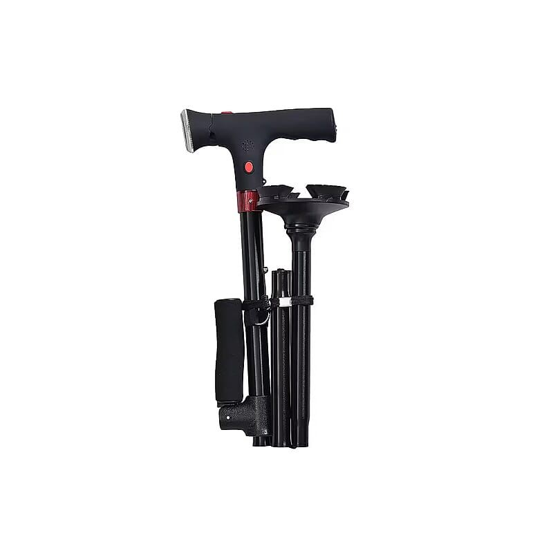 Livmore Black 2 Handles Foldable Smart Easy Up Cane with LED Light