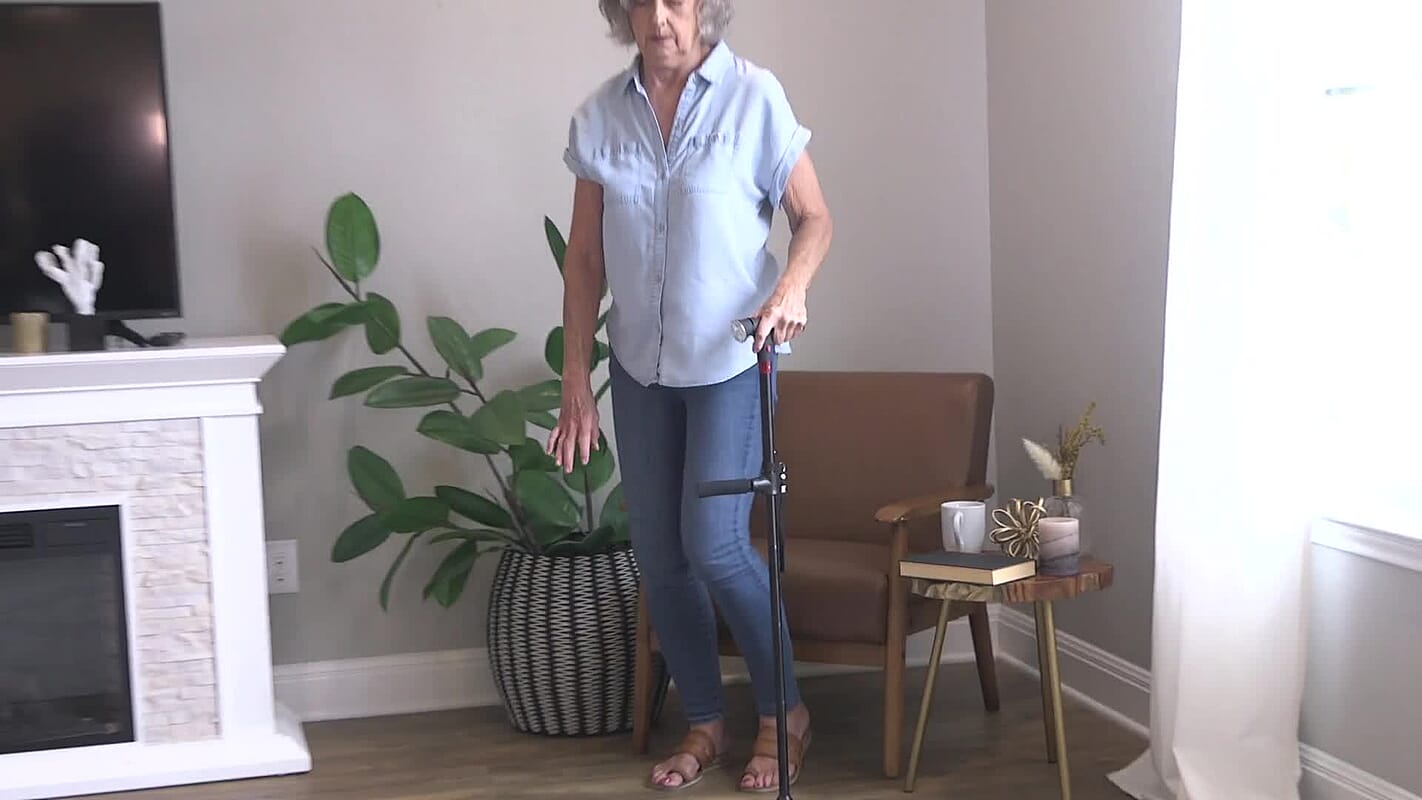 Soulsmart Black 2 Handles Foldable Smart Easy Up Cane with LED Light (2xAAA Batteries Not Included)